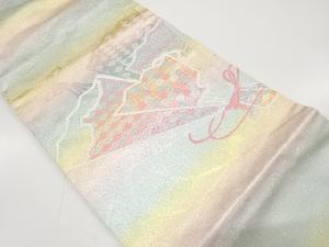 扇に古典柄模様織り出し　名古屋帯